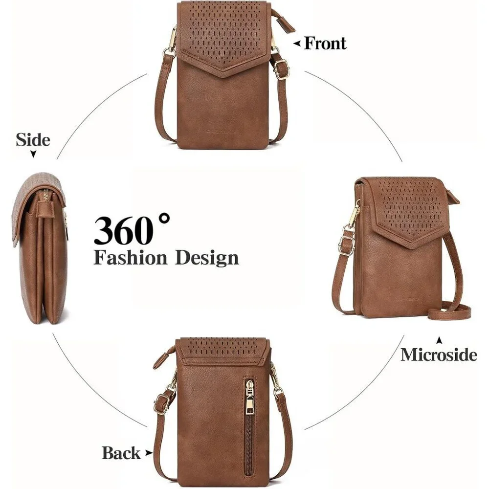 Small Leather Crossbody Bag Women Cell Phone Purse with Compartments